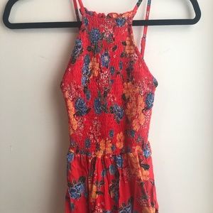 Red Floral Romper